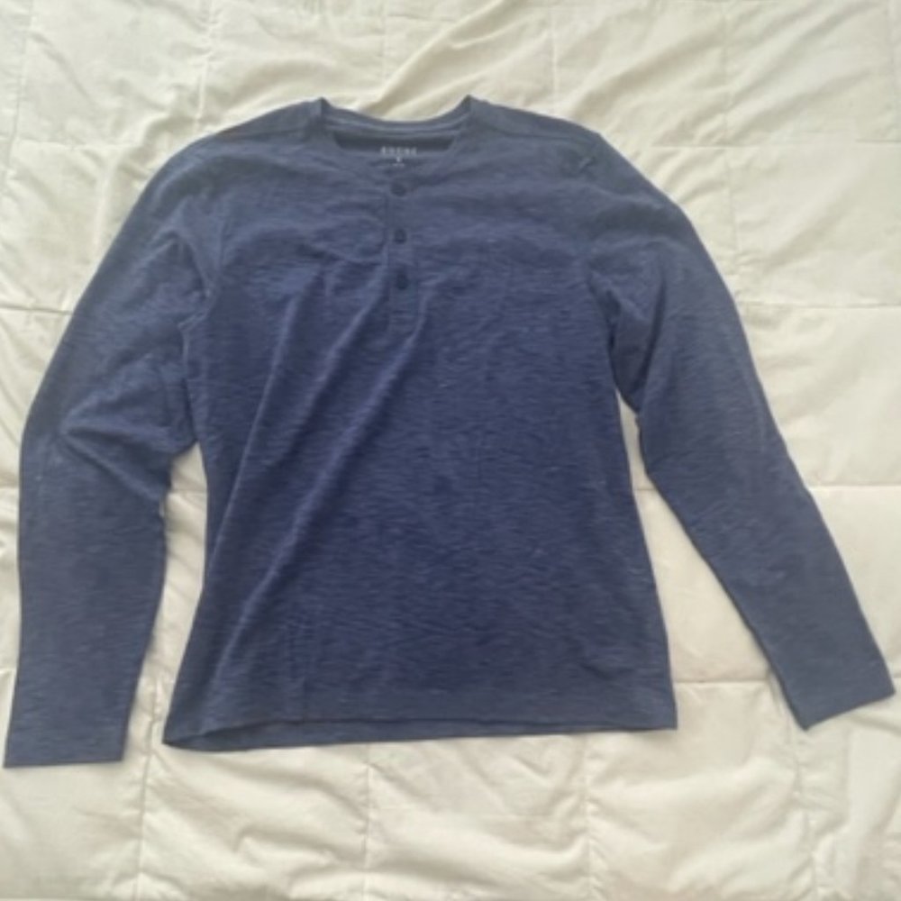 Rhone Space Dye Henley - Long Sleeve - Blue